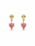 pink heart natuursteen studs goud