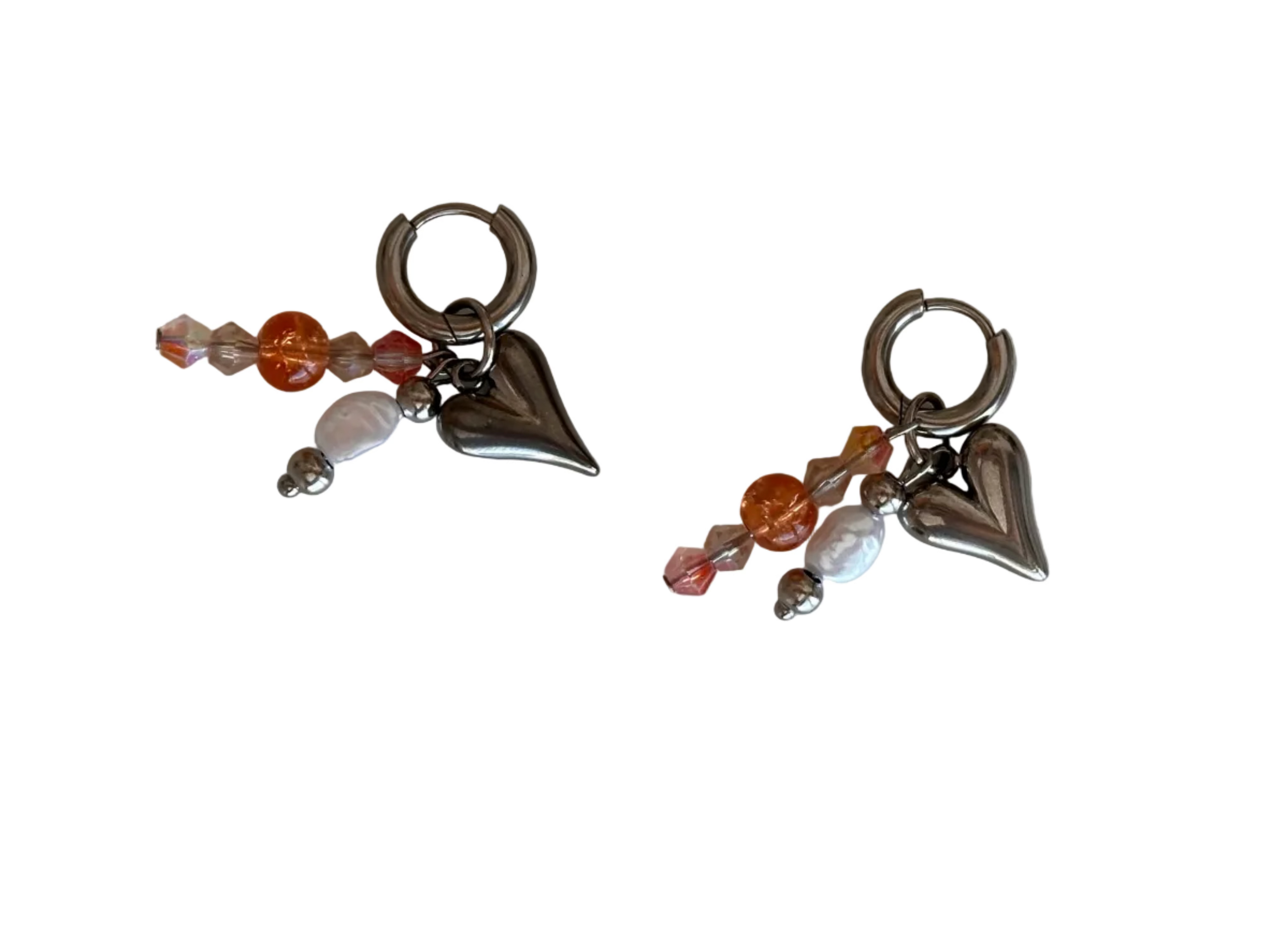 Coral heart oorbellen
