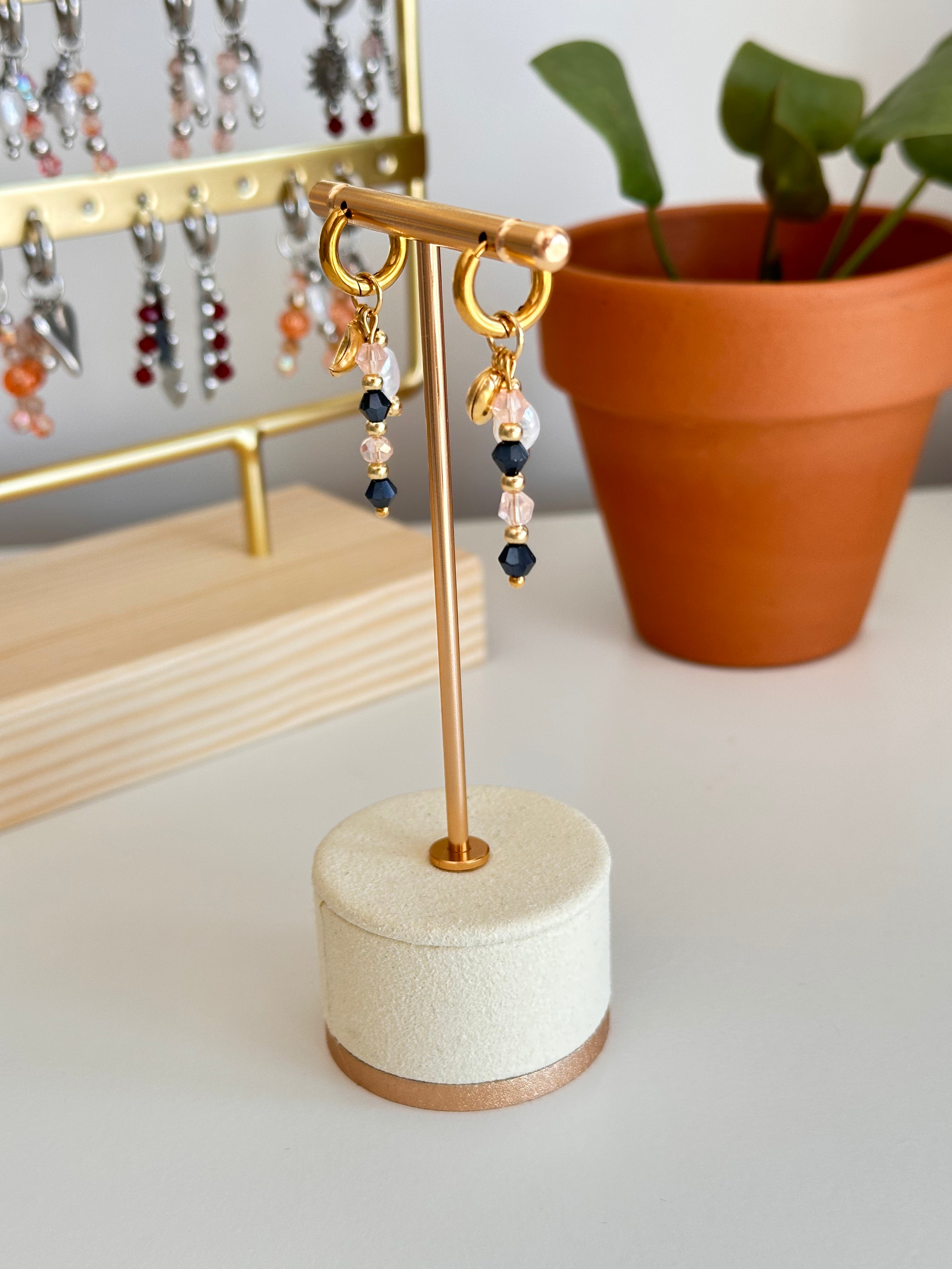 Gold moon oorbellen