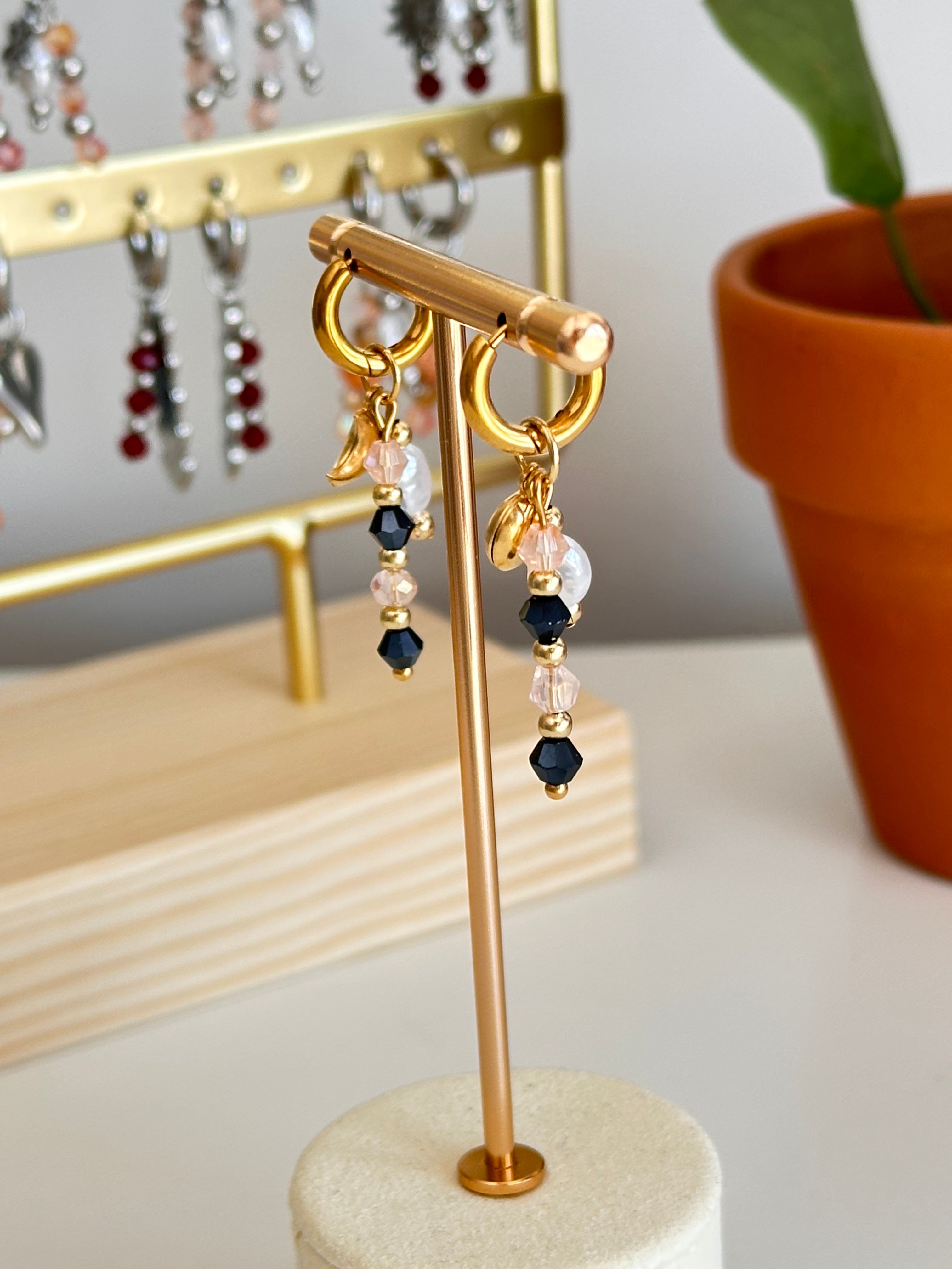 Gold moon oorbellen