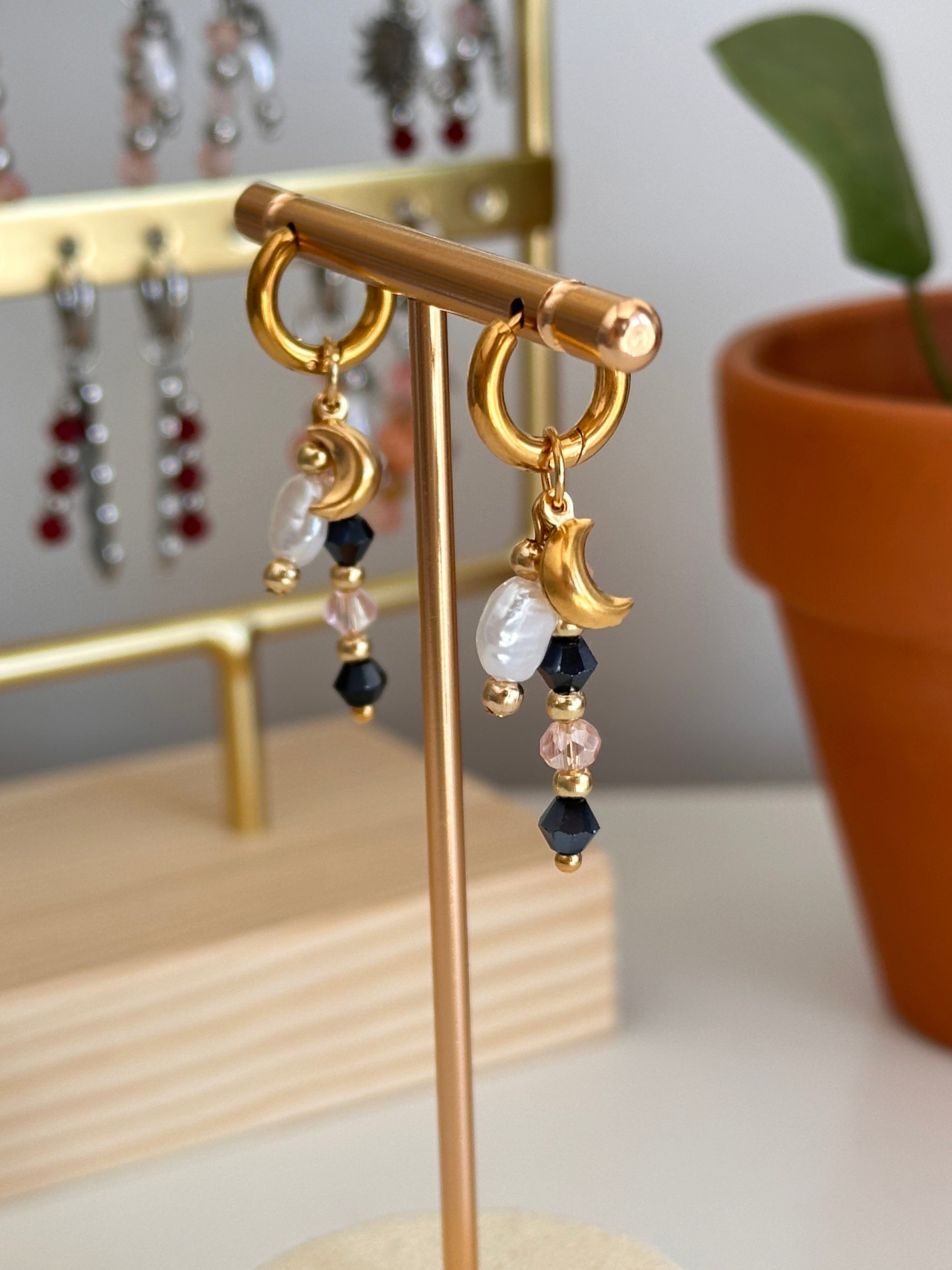 Gold moon oorbellen