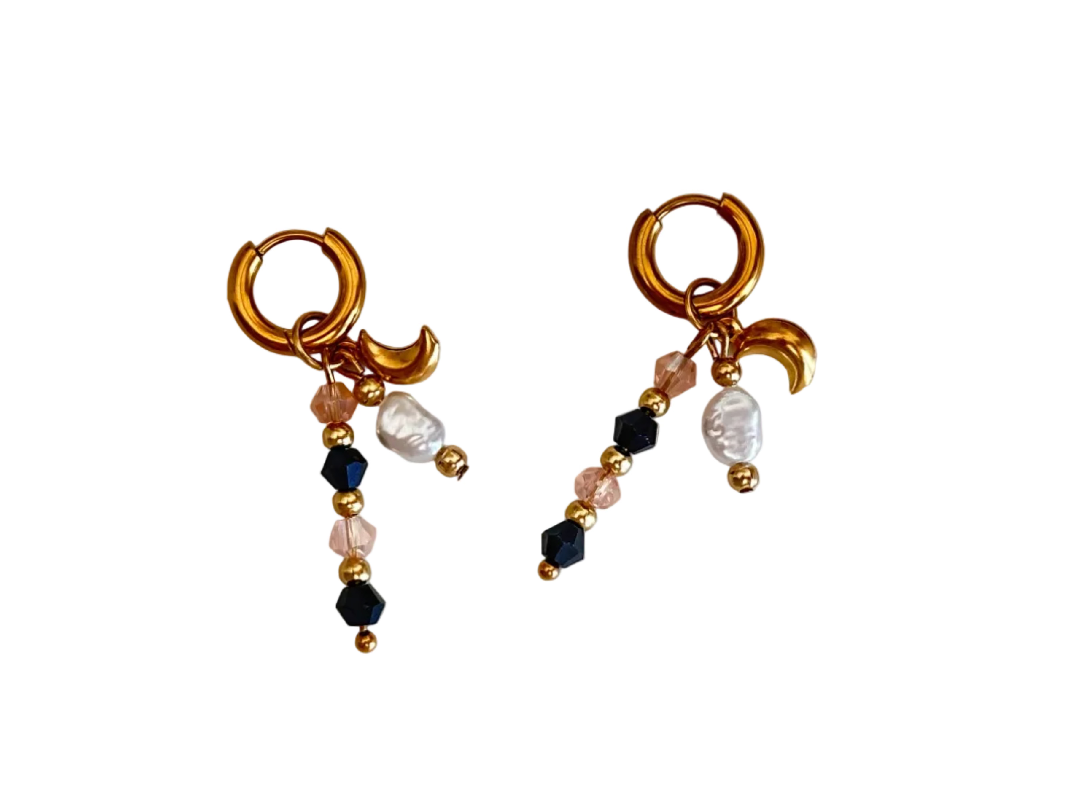 Gold moon oorbellen