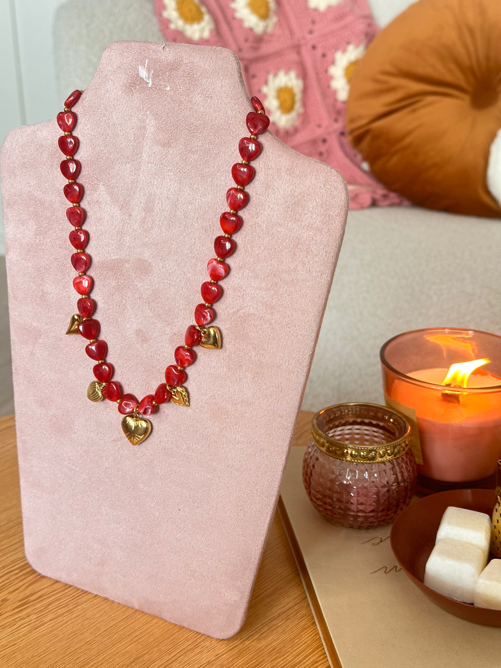 Ruby heart ketting