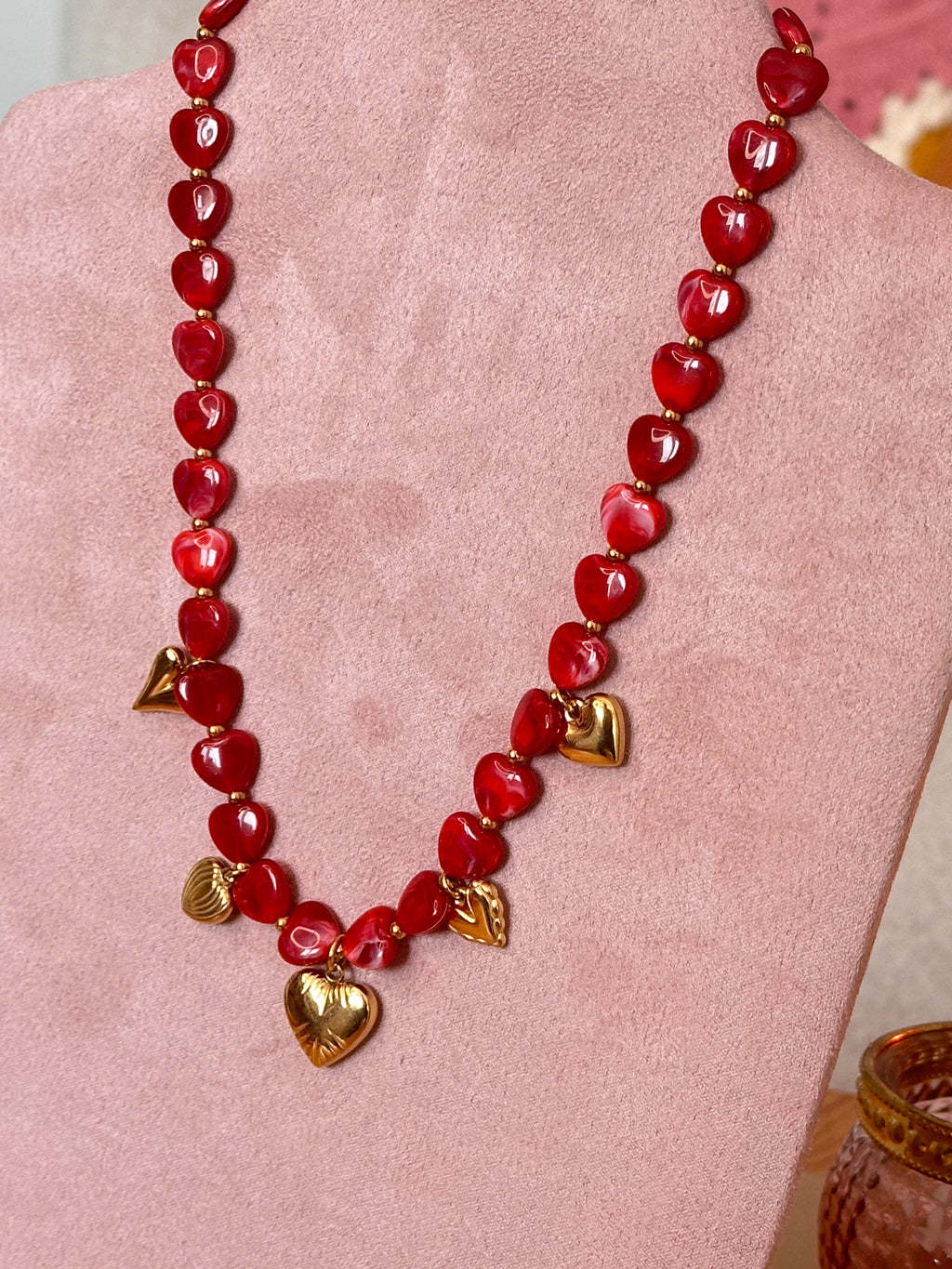 Ruby heart ketting