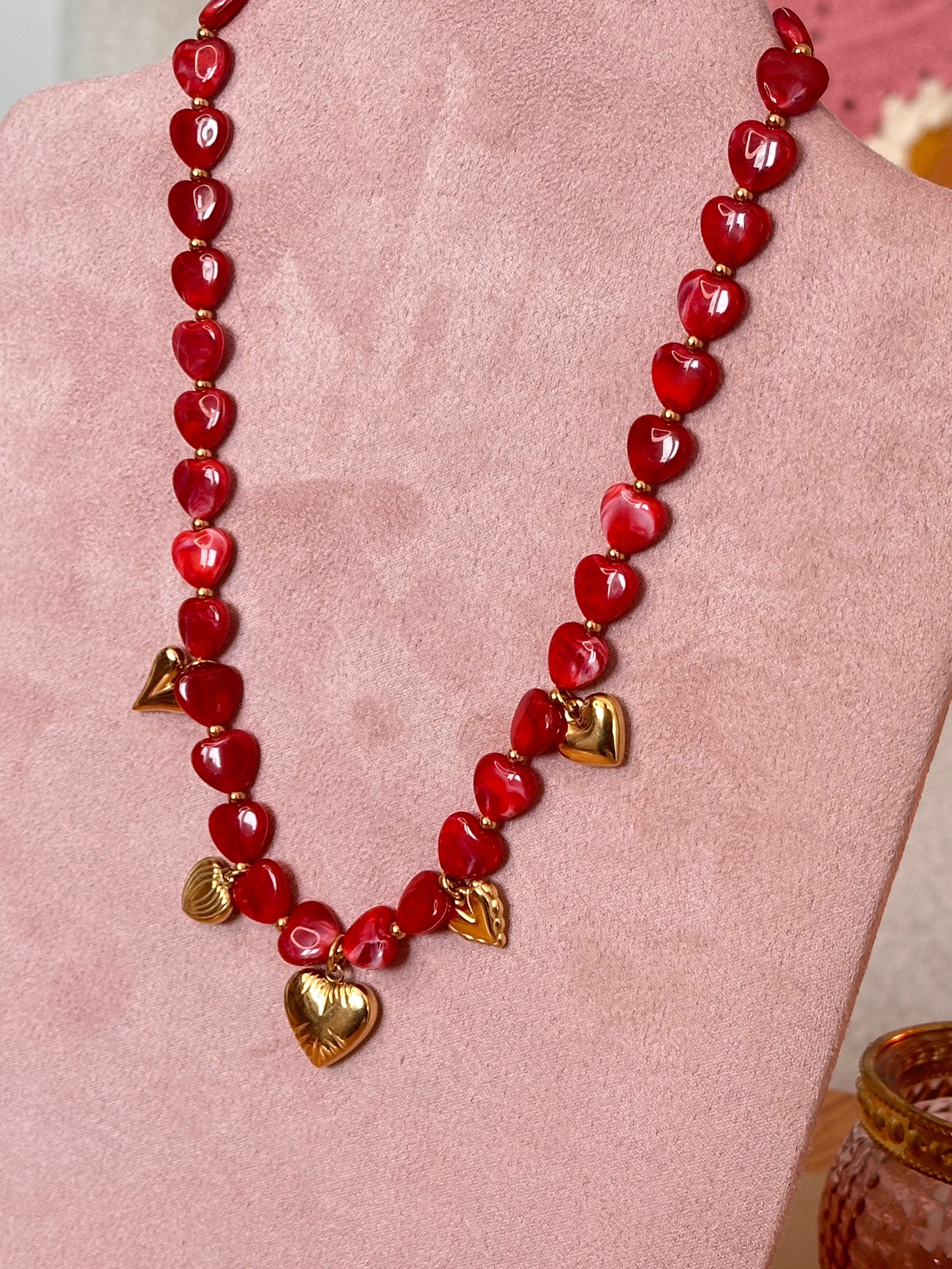 Ruby heart ketting