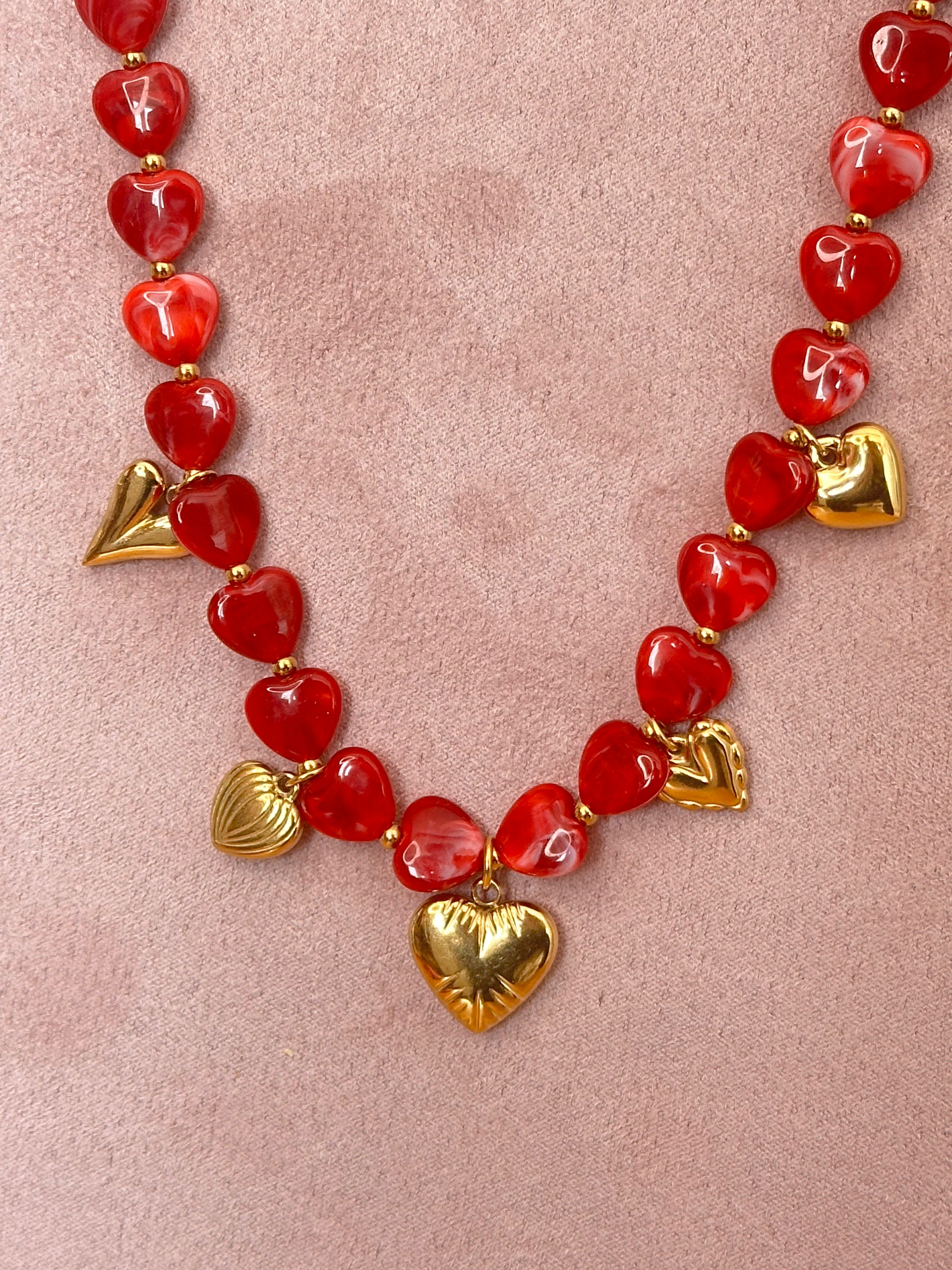 Ruby heart ketting