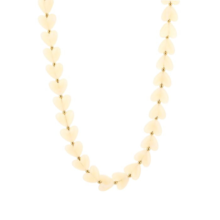 Beige heart ketting