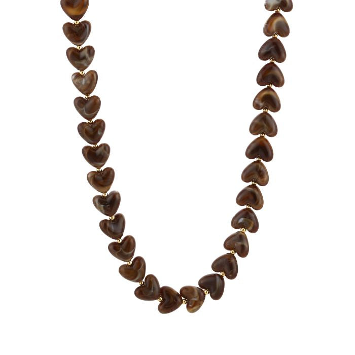 Brown heart ketting